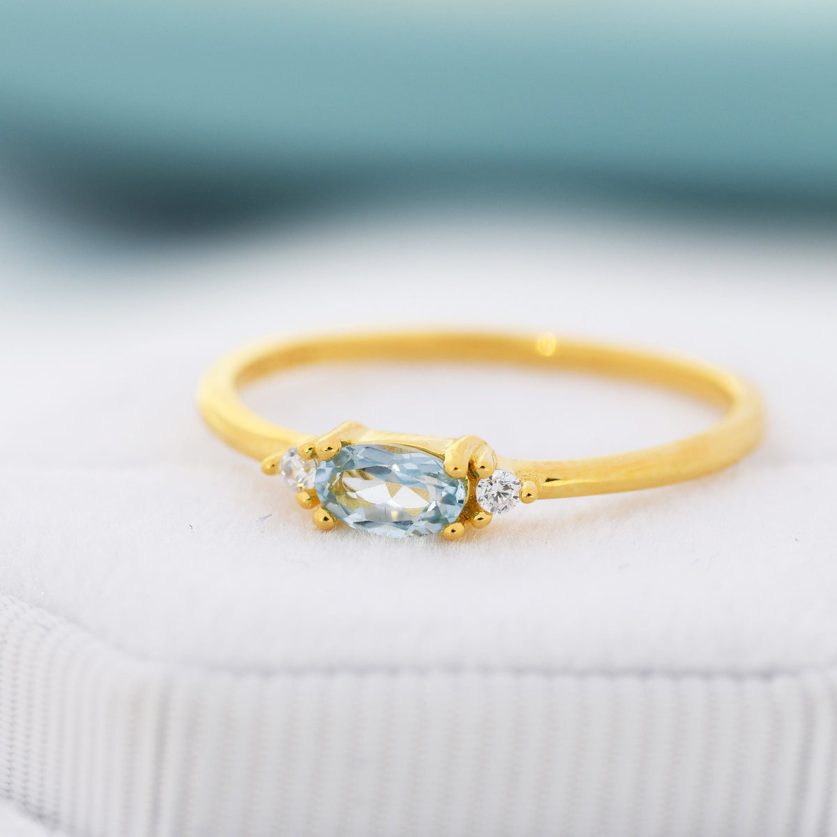 Natural Swiss Blue Topaz Ring in Sterling Silver, Silver or Gold, Natural Blue Topaz Ring, Dainty Gemstone Ring, US 5-8