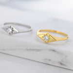 Kite Signet Ring in Sterling Silver, Silver or Gold, Starburst Ring, Rhombus Ring, Statement Ring US 5 - 8