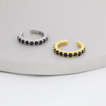Black CZ Ear Cuff in Sterling Silver, Silver or Gold, Simple Piercing Free Earrings, Minimalist Ear Cuff, Black Diamond Ear Cuff