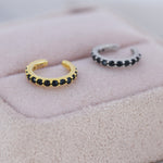 Black CZ Ear Cuff in Sterling Silver, Silver or Gold, Simple Piercing Free Earrings, Minimalist Ear Cuff, Black Diamond Ear Cuff