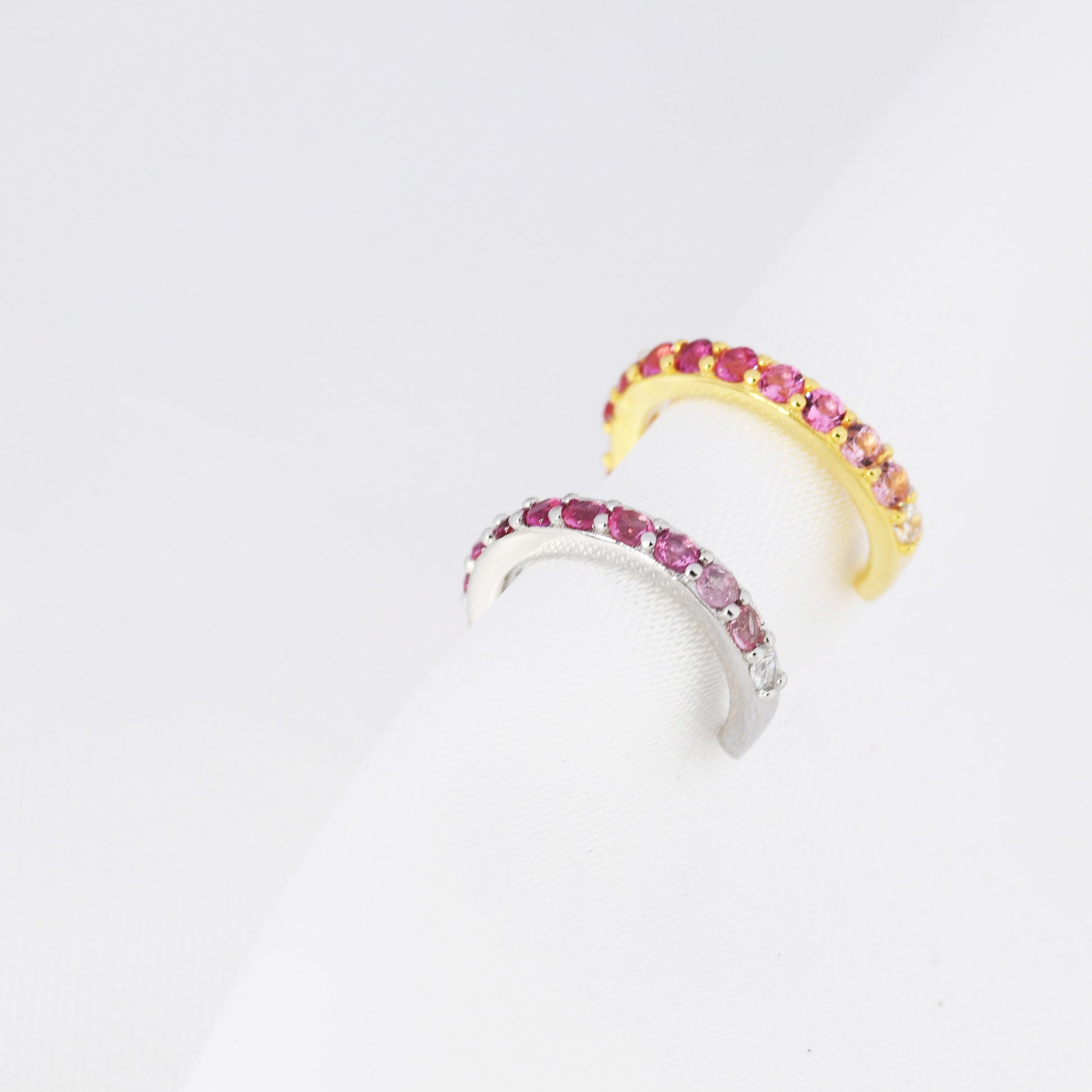 Ruby Red Ombre CZ Ear Cuff in Sterling Silver, Silver or Gold, Simple Piercing Free Earrings, Minimalist Ear Cuff, Pink CZ Ear Cuff