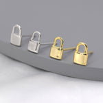 Small Padlock Stud Earrings in Sterling Silver, Silver or Gold, Small Lock Earrings, Tiny Padlock Earrings