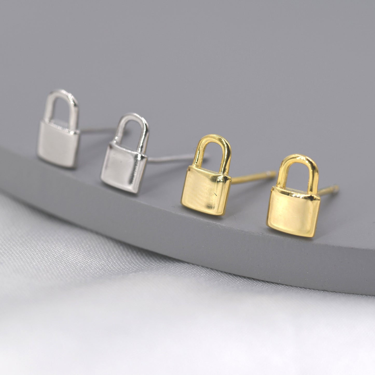 Small Padlock Stud Earrings in Sterling Silver, Silver or Gold, Small Lock Earrings, Tiny Padlock Earrings