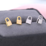 Small Padlock Stud Earrings in Sterling Silver, Silver or Gold, Small Lock Earrings, Tiny Padlock Earrings
