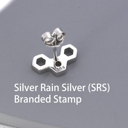 Tiny Honeycomb Stud Earrings in Sterling Silver, Silver or Gold, Nature Inspired