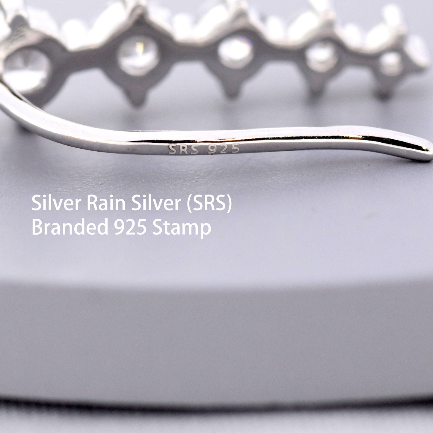 Black CZ Crystal Crawler Earrings in Sterling Silver, Silver or Gold