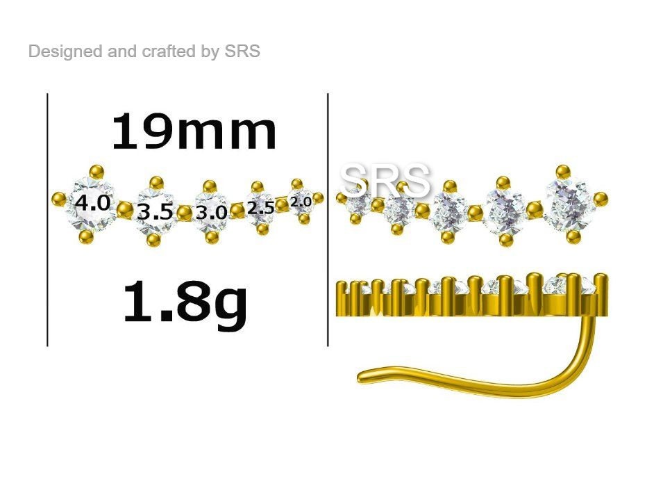 Black CZ Crystal Crawler Earrings in Sterling Silver, Silver or Gold