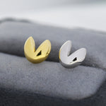 Fortune Cookie Stud Earrings in Sterling Silver, Silver or Gold, Biscuit Earrings, Food Earrings, Foodie Gift