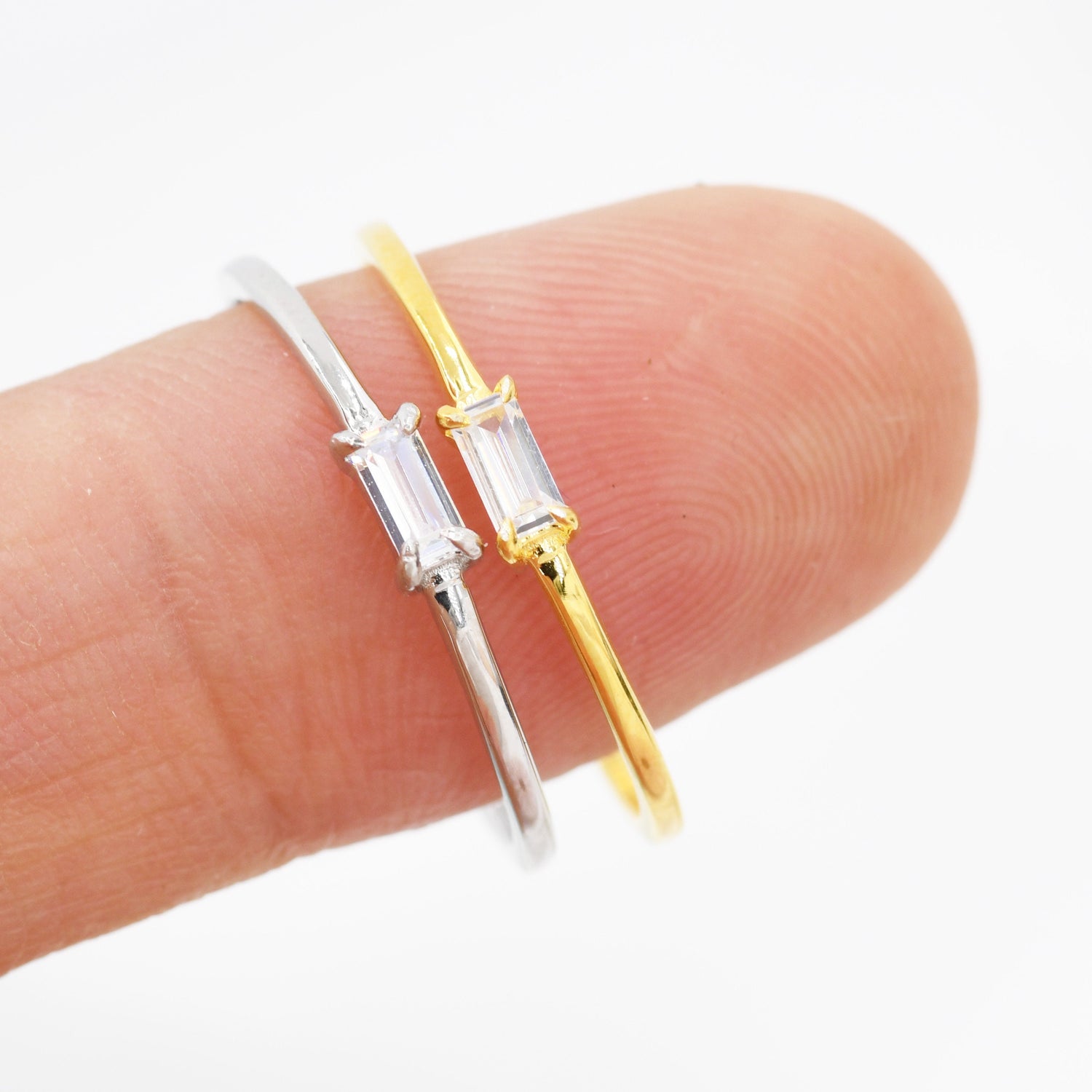 Baguette Four Prong CZ Four Prong Gemstone Ring