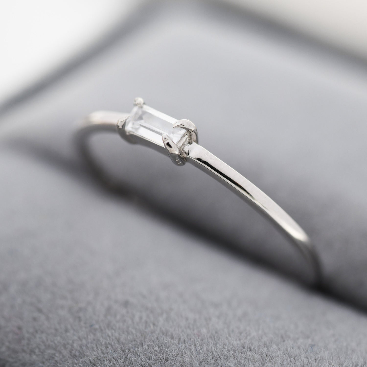 Baguette Four Prong CZ Four Prong Gemstone Ring