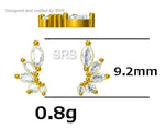 Mini Marquise CZ 16G Internally Threaded Flat Back Earrings in Sterling Silver