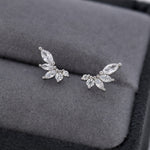 Mini Marquise CZ 16G Internally Threaded Flat Back Earrings in Sterling Silver