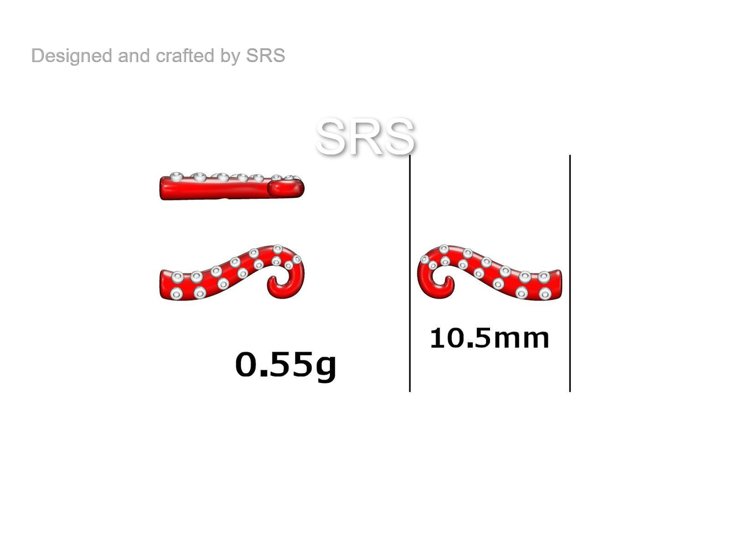 Octopus Tentacle Stud Earrings in Sterling Silver, Silver or Gold, Dainty Earrings, Nature Inspired Animal Earrings, Stacking Earrings