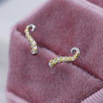 Octopus Tentacle Stud Earrings in Sterling Silver, Silver or Gold, Dainty Earrings, Nature Inspired Animal Earrings, Stacking Earrings