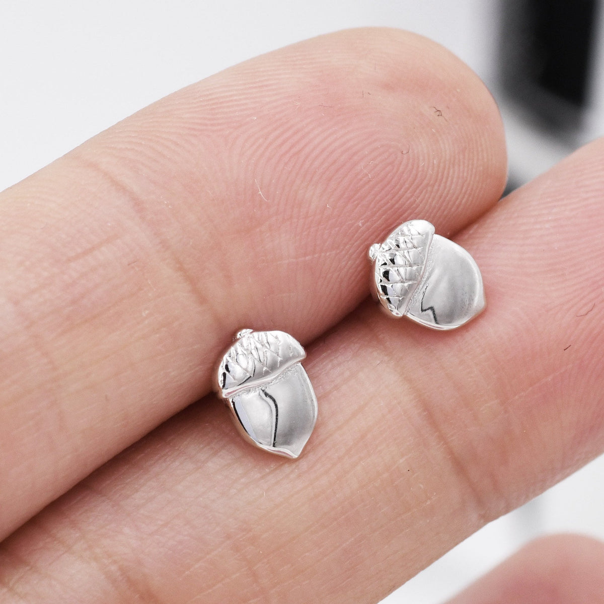 Acorn Stud Earrings in Sterling Silver, Silver or Gold, Acorn Nut Earrings