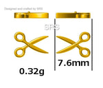 Scissors Stud Earrings in Sterling Silver, Silver or Gold, Scissor Earrings