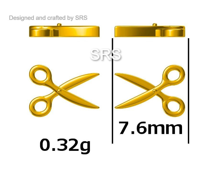 Scissors Stud Earrings in Sterling Silver, Silver or Gold, Scissor Earrings