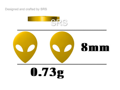 Alien Stud Earrings in Sterling Silver, Silver or Gold, UFO Earrings, Fun and Quirky Jewellery