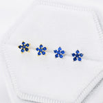 Sapphire Blue CZ Flower Stud Earrings in Sterling Silver, Silver or Gold, Blue Crystal Flower Earrings, Stacking Earrings
