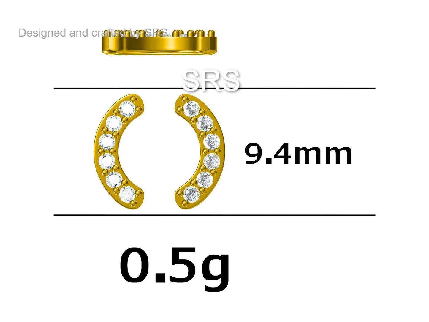 Sapphire Blue Ombre CZ Arch Rainbow Stud Earrings in Sterling Silver, Silver or Gold, Gradient Colour Blue CZ Earrings, Stacking Earrings