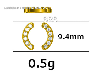 Sapphire Blue Ombre CZ Arch Rainbow Stud Earrings in Sterling Silver, Silver or Gold, Gradient Colour Blue CZ Earrings, Stacking Earrings