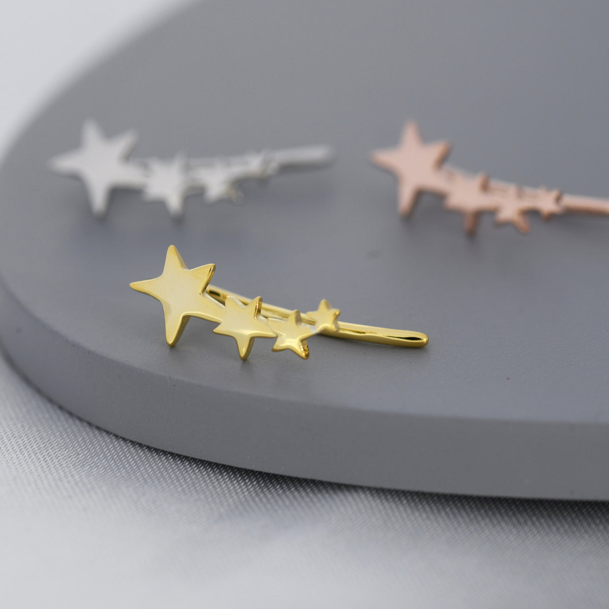 Shooting Star Crawler Earrings in Sterling Silver, Silver or Gold or Rose Gold, Star Ear Crawlers, Ear Climbers, Star Earrings