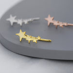 Shooting Star Crawler Earrings in Sterling Silver, Silver or Gold or Rose Gold, Star Ear Crawlers, Ear Climbers, Star Earrings