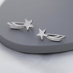 Shooting Star Crawler Earrings in Sterling Silver, Silver or Gold, Star Ear Crawlers, Ear Climbers