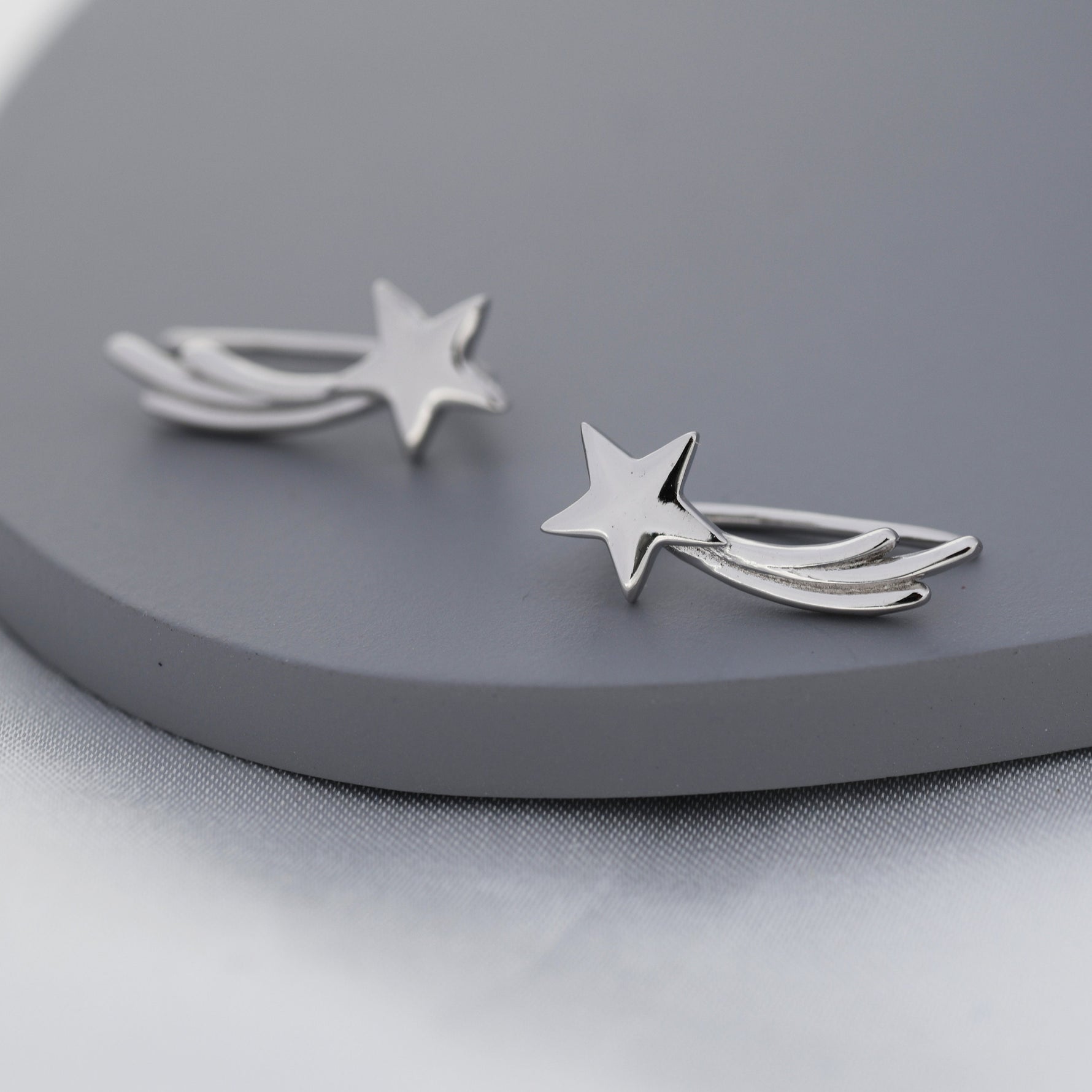 Shooting Star Crawler Earrings in Sterling Silver, Silver or Gold, Star Ear Crawlers, Ear Climbers