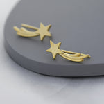 Shooting Star Crawler Earrings in Sterling Silver, Silver or Gold, Star Ear Crawlers, Ear Climbers