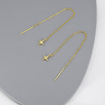 Four Point Star Threader Earrings in Sterling Silver, Silver or Gold, Star Ear Threaders