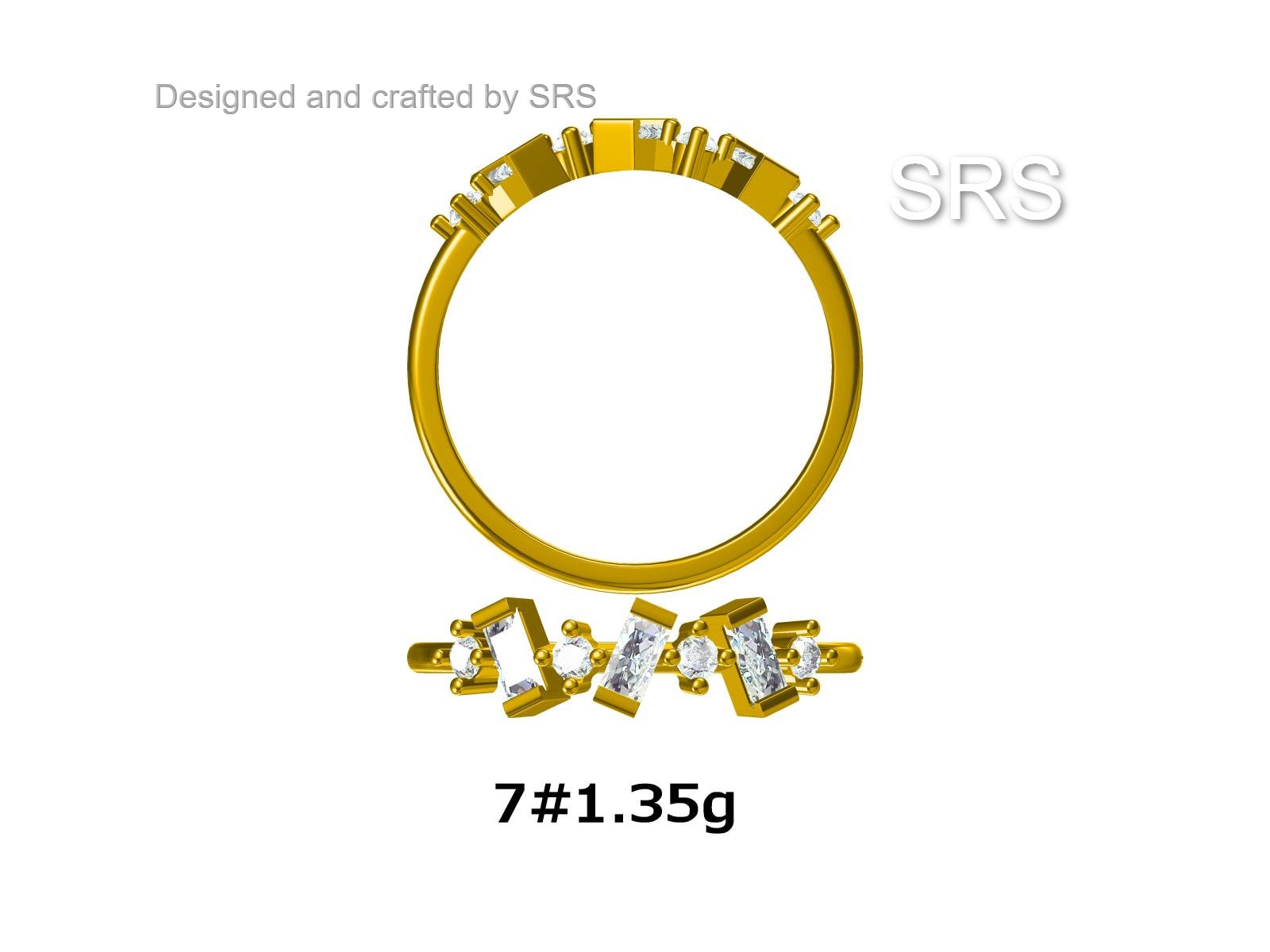 Emerald Green Baguette CZ Cluster Ring in Sterling Silver, Silver or Gold, Organic Shape CZ Ring, US 5 - 8