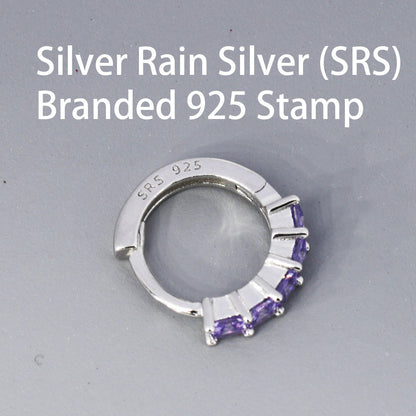 Sapphire Blue CZ Huggie Hoop in Sterling Silver, Silver or Gold, Minimalist Simple Hoop Earrings,