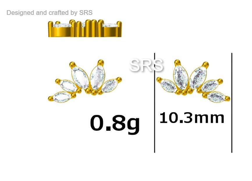 CZ Cluster Stud Earrings in Sterling Silver, Silver or Gold, Dainty Marquise Crystal Mini Crawler Earrings, Bridesmaid's Jewellery