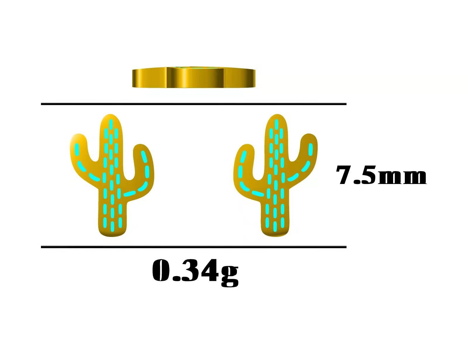 Extra Tiny Cactus Stud Earrings in Sterling Silver, Silver, Gold or Rose Gold, Dainty Stacking Earrings, Nature Inspired