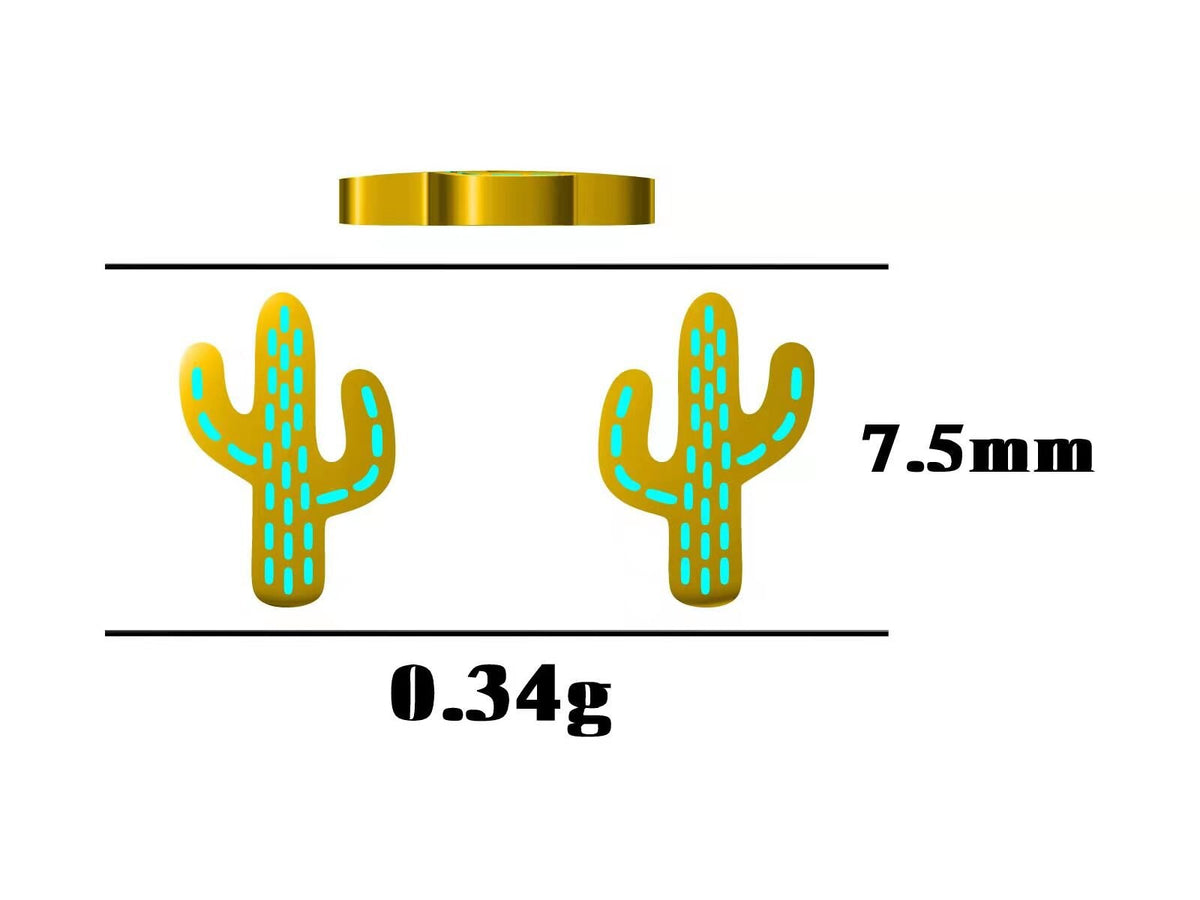 Extra Tiny Cactus Stud Earrings in Sterling Silver, Silver, Gold or Rose Gold, Dainty Stacking Earrings, Nature Inspired