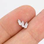 Baguette CZ Trio Stud Earrings in Sterling Silver, Silver or Gold, Irregular Shaped CZ Cluster Earrings, Stacking Earrings