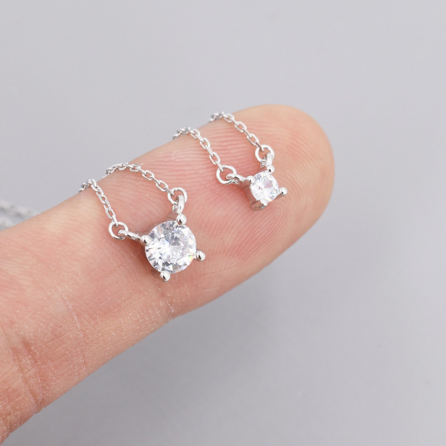 CZ Solitaire Pendant Necklace