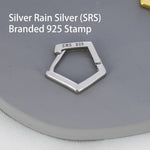 Sterling Silver Pentagon Huggie Hoop Earrings, Silver or Black, Silver or Gold, Geometric Design, Classic and Elegant Jewellery