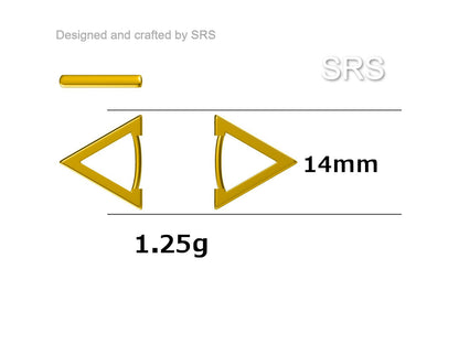 Sterling Silver Triangle Huggie Hoop Earrings, Silver or Gold, Simple Geometric Hoop Earrings