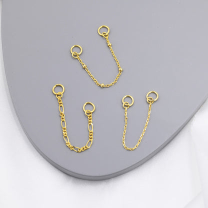 Hoop Earring Linking Chains in Sterling Silver, Silver or Gold, Multiple Piercing Hoop Linkers, 5cm chains