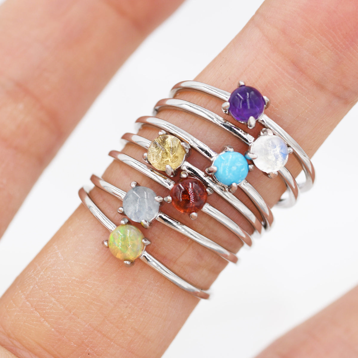 Genuine Turquoise Stone Ring in Sterling Silver, US 5 - 8, Natural Blue Turquoise Ring, December Birthstone Ring