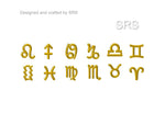 Pair of Zodiac Stud Earring in Sterling Silver, Silver or Gold, Horoscope Earrings
