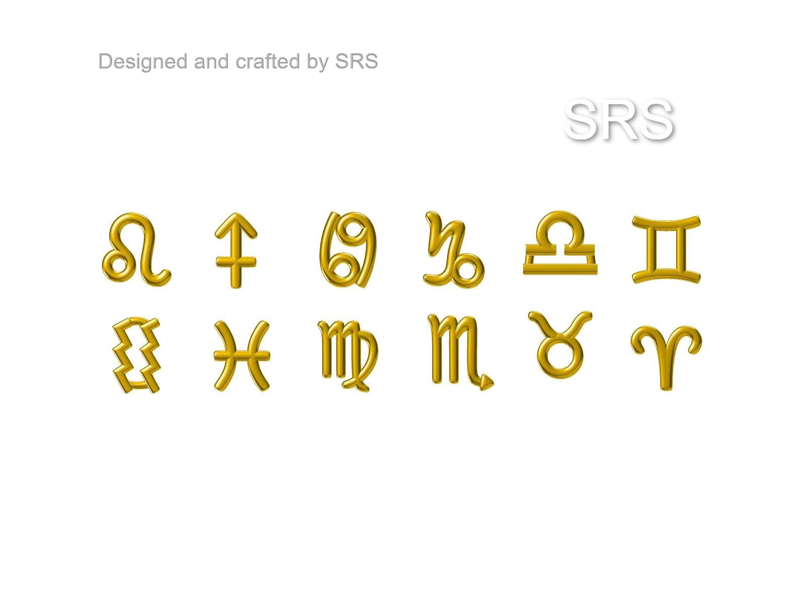 Pair of Zodiac Stud Earring in Sterling Silver, Silver or Gold, Horoscope Earrings