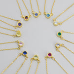 Sterling Silver Tiny Birthstone Necklace with CZ Crystals, Silver, Gold or Rose Gold, 3mm Extra Tiny CZ Necklace