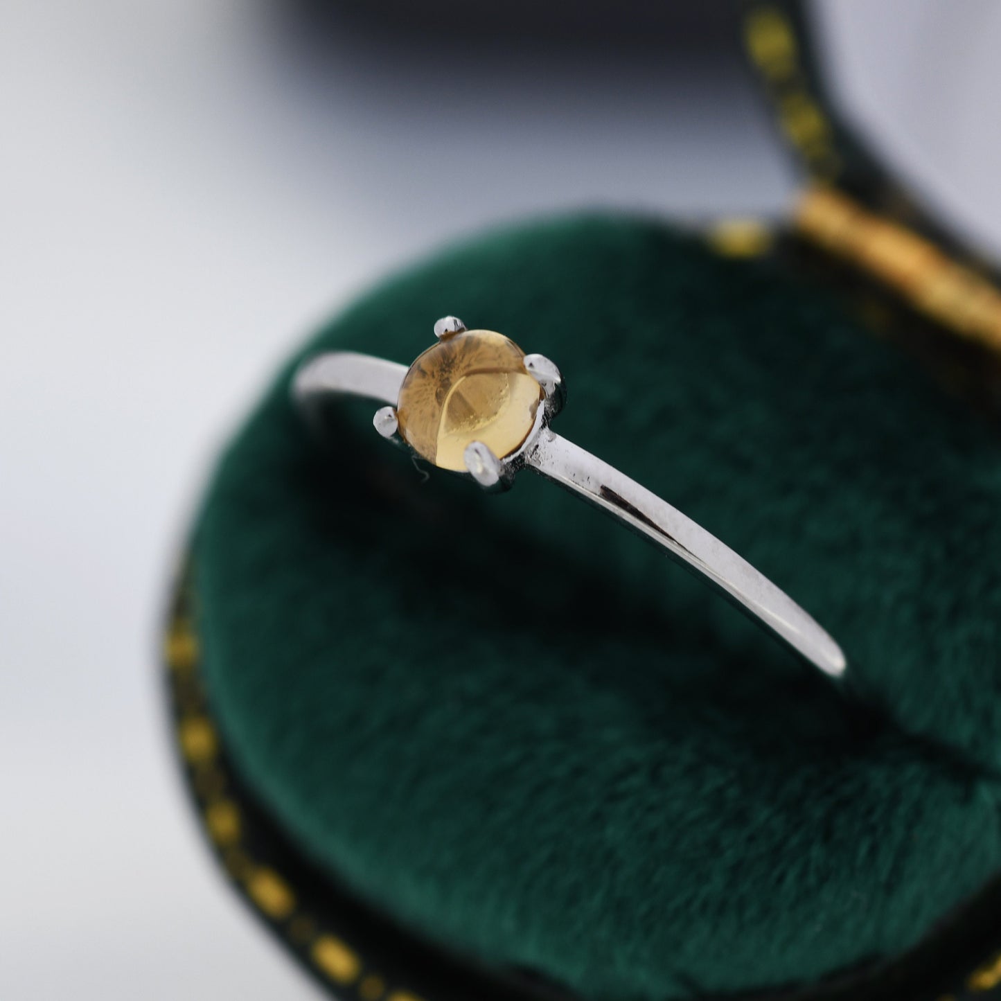 Genuine Citrine Crystal Ring in Sterling Silver, US 5 - 8, Natural Yellow Citrine Ring, November Birthstone Ring