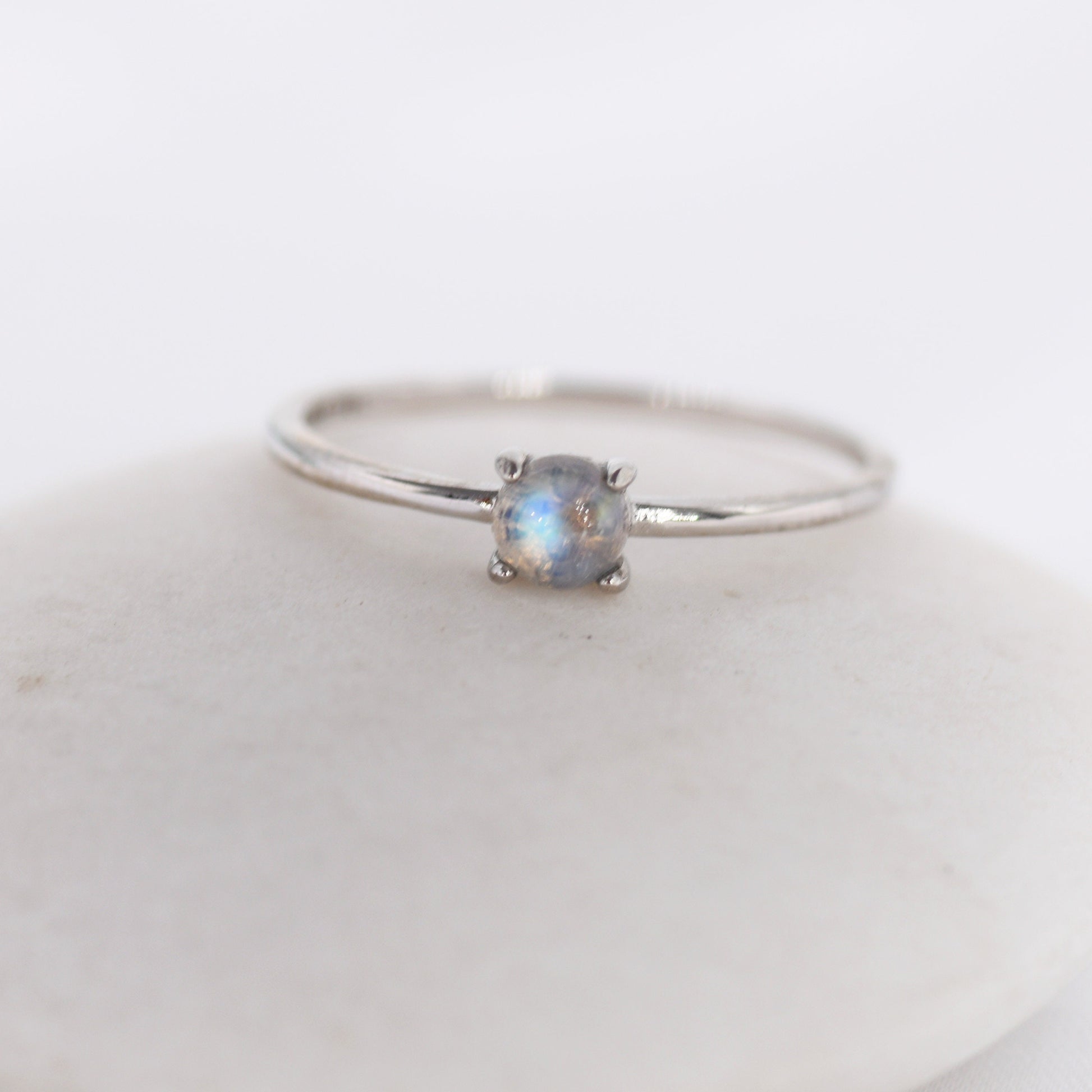 Genuine Moonstone Ring in Sterling Silver, US 5 - 8, Natural Moonstone Ring