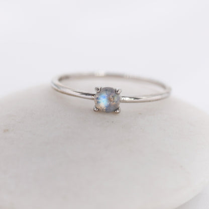Genuine Moonstone Ring in Sterling Silver, US 5 - 8, Natural Moonstone Ring