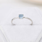 Genuine Aquamarine Stone Ring in Sterling Silver, US 5 - 8, Natural Aquamarine Ring, March Birthstone Ring