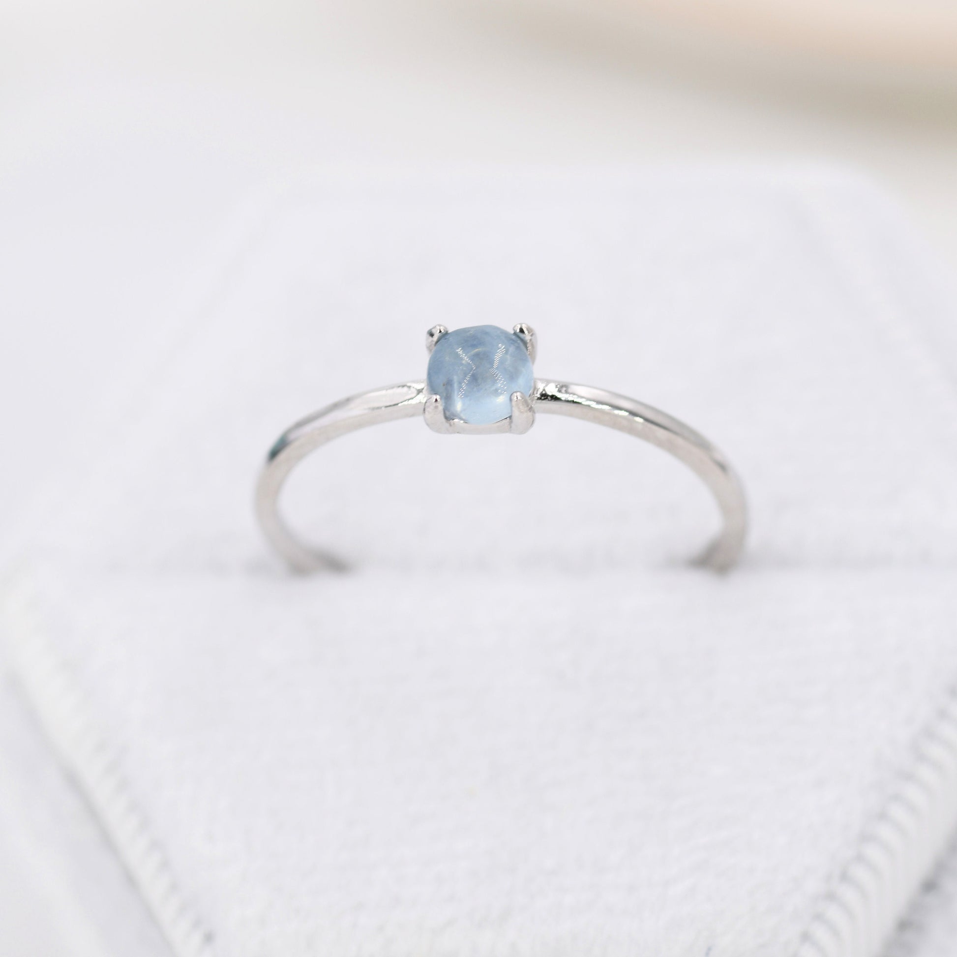 Genuine Aquamarine Stone Ring in Sterling Silver, US 5 - 8, Natural Aquamarine Ring, March Birthstone Ring
